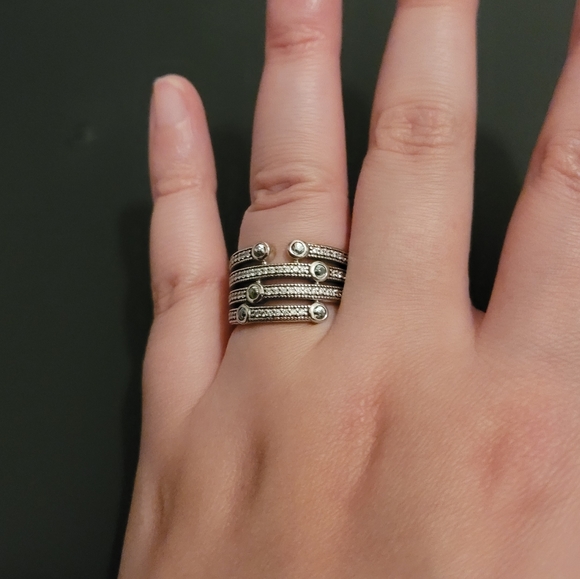 Pandora 925 silver, CZ, thick ring - Picture 4 of 4